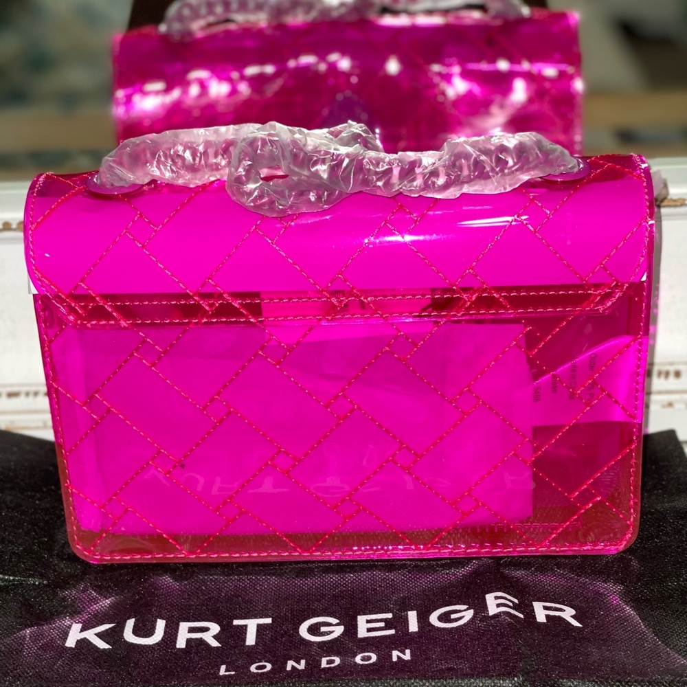 Kurt Geiger London Medium Kensington Pink Vinyl Convertible Shoulder Bag - Picture 3 of 10